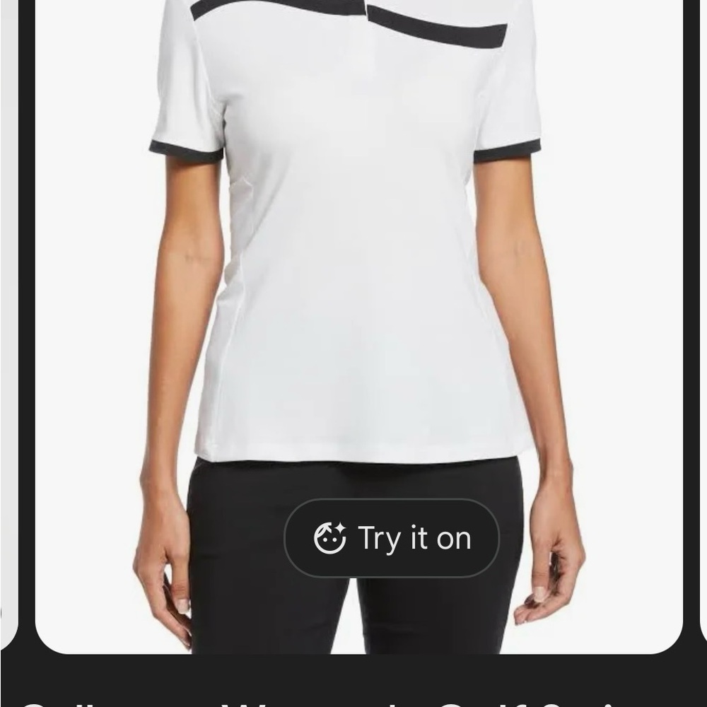 Women's Black and White Polo Shirt
